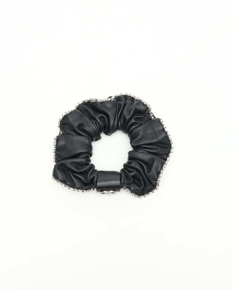 Chanel Coco Mark Rhinestone Leather Scrunchies