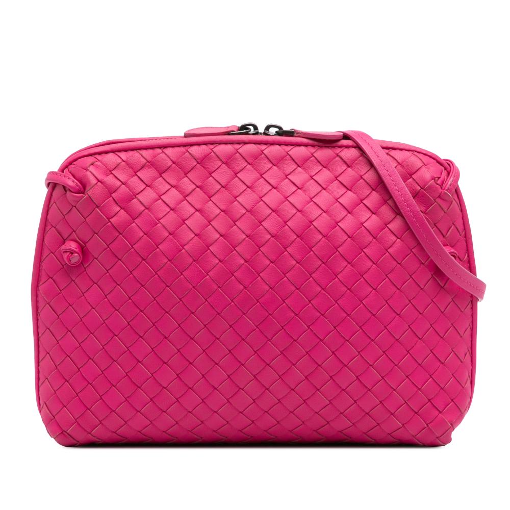 Bottega Veneta B Bottega Veneta Pink Hot Pink Nappa Leather Leather Nappa Intrecciato Nodini Crossbody Italy