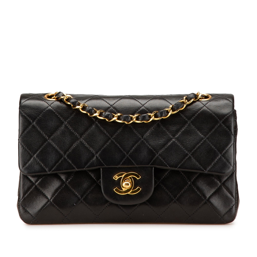Chanel Classic Double Flap Small Matelassè Lambskin Flap Shoulder Bag Black
