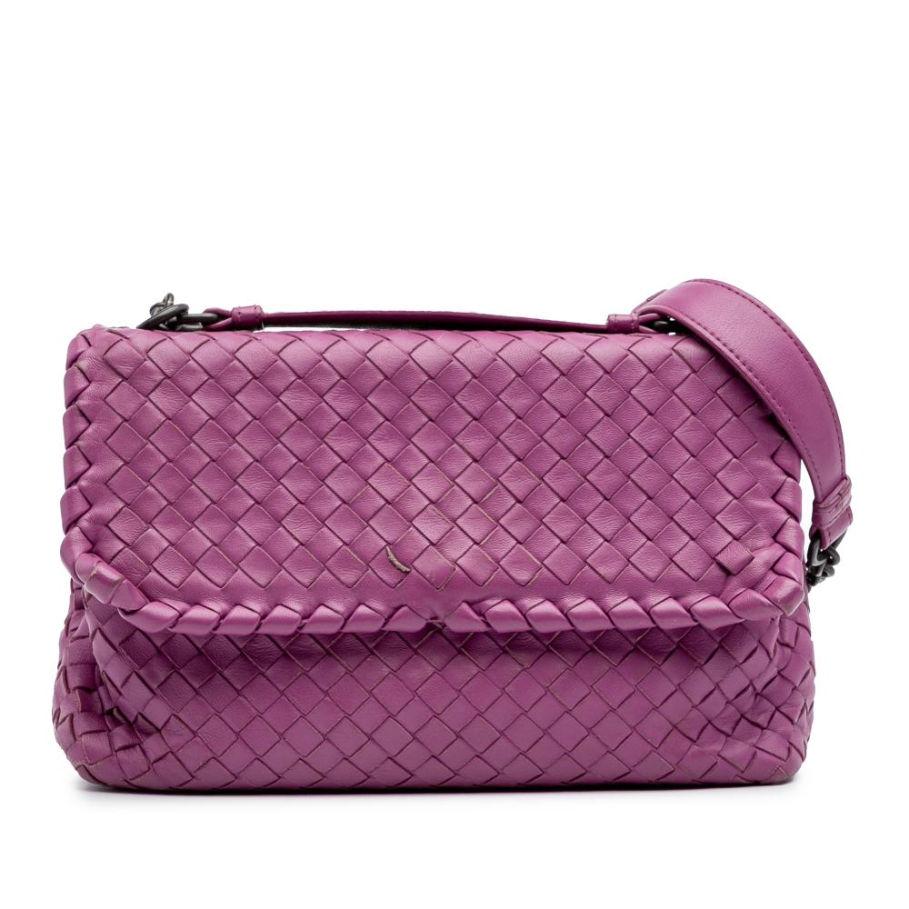 Bottega Veneta Purple Small Nappa Intrecciato Olympia Shoulder Bag Italy