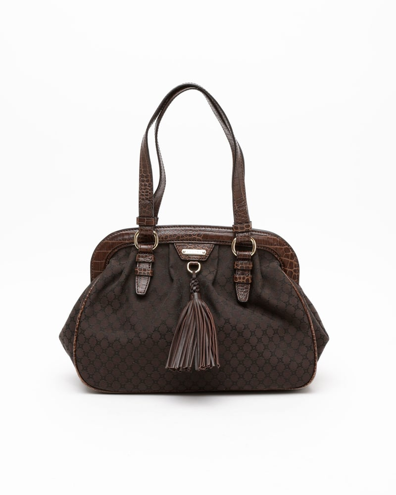 Celine Céline Triomphe Croc Tassel Bag