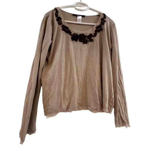 Les Copains Blue Label beigefarbenes Oberteil mit Stickerei