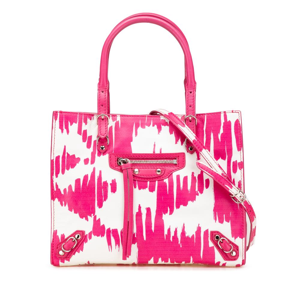 Balenciaga B Balenciaga Pink Calf Leather Mini Papier A4 Satchel Italy