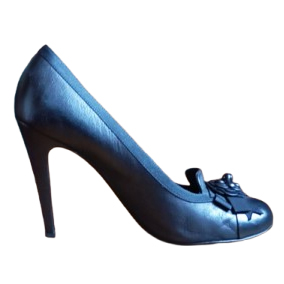 Chanel Camellia Black Leather Pumps