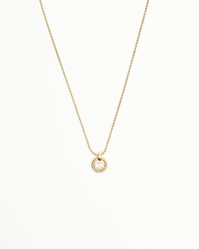 Christian Dior Twist Ring Logo Necklace