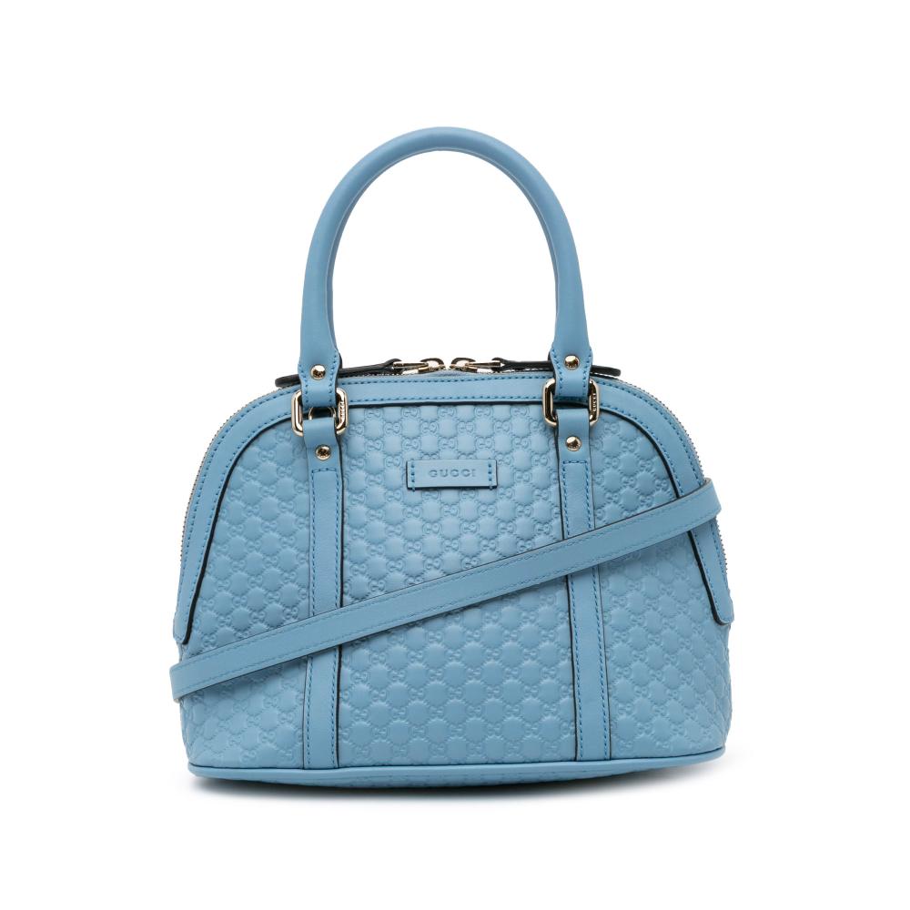Gucci AB Gucci Blue Light Blue Calf Leather Mini Microguccissima Dome Satchel Italy
