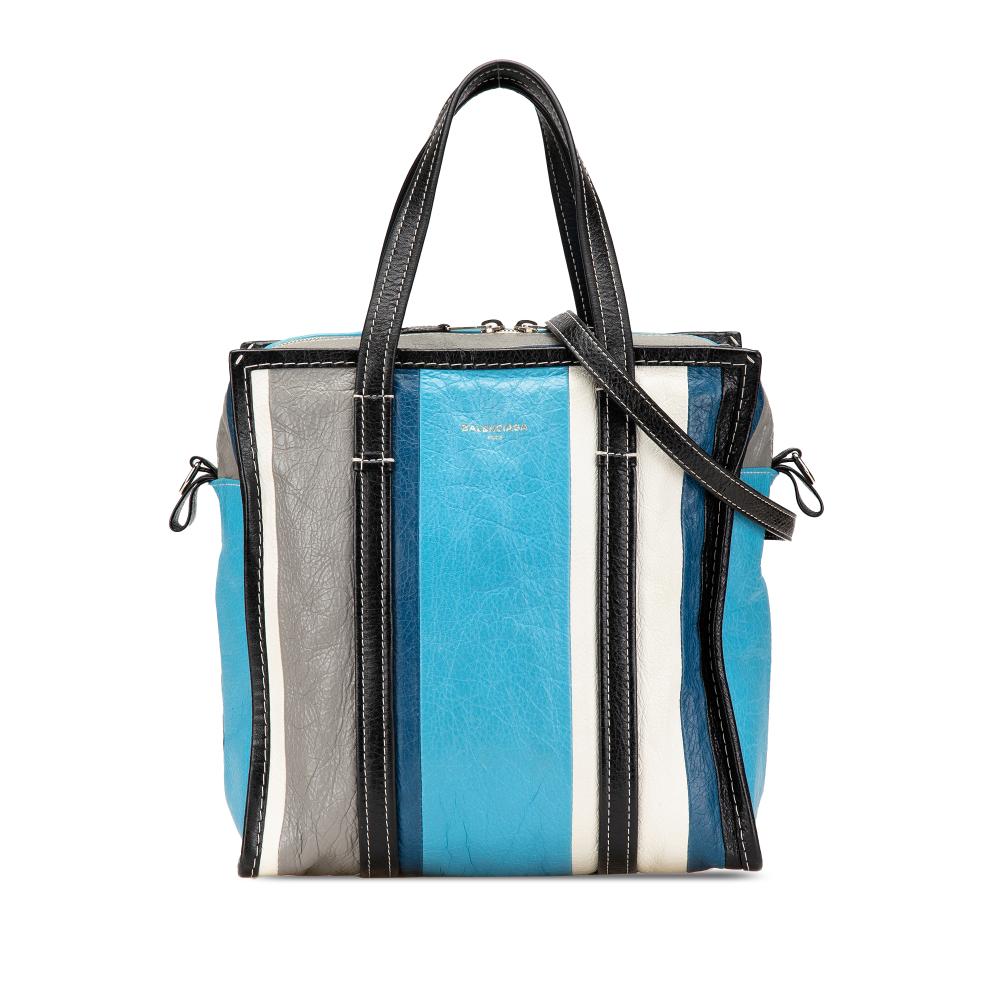 Balenciaga B Balenciaga Blue Aqua Lambskin Leather Leather S Lambskin Bazar Shopper Satchel Italy