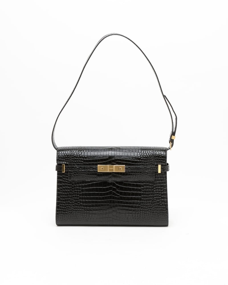 Saint Laurent Croc Manhattan Shoulder Bag