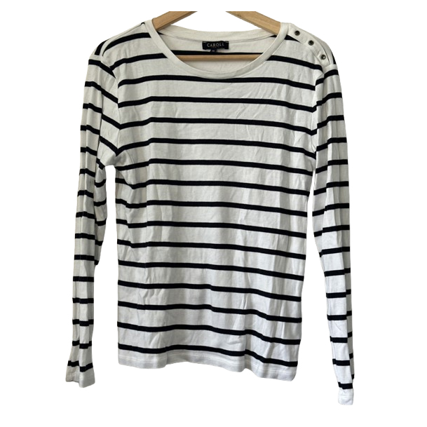 CAROLL Paris Black white stripes top