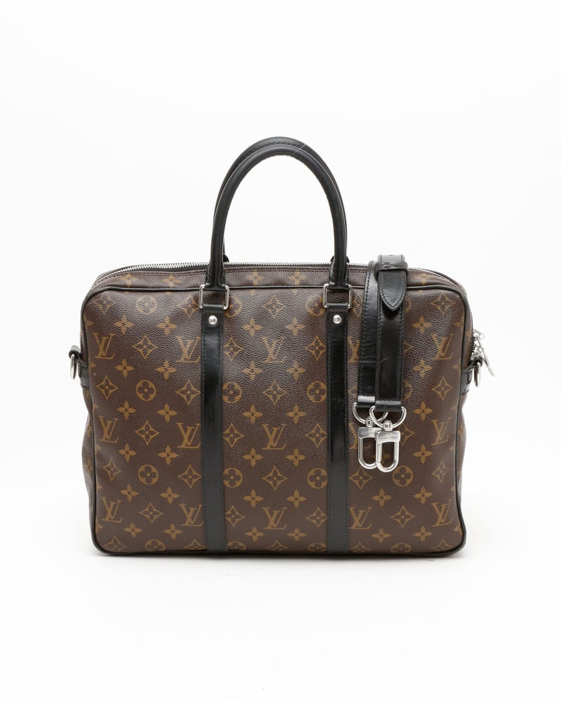 Louis Vuitton Porte Documents Voyage Monogram Macassar Briefcase