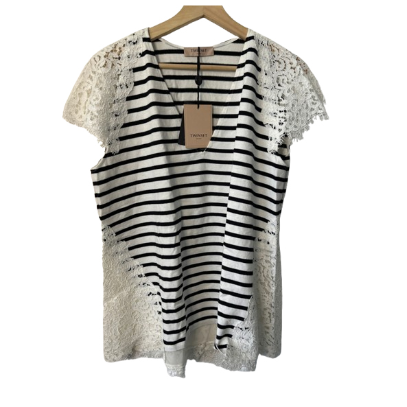 Twinset Top à rayures avec dentelle