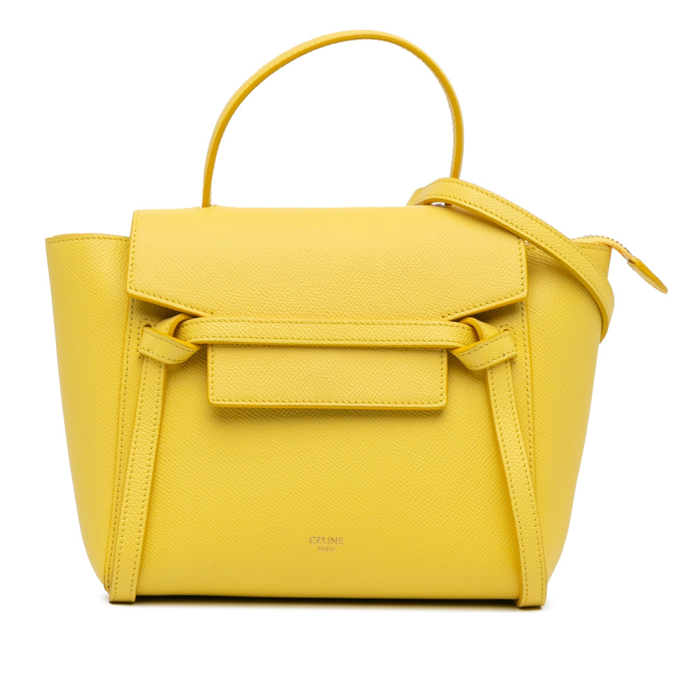 Celine Belt Bag Nano Grained Calfskin Leather 3-Ways Tote Bag Yellow