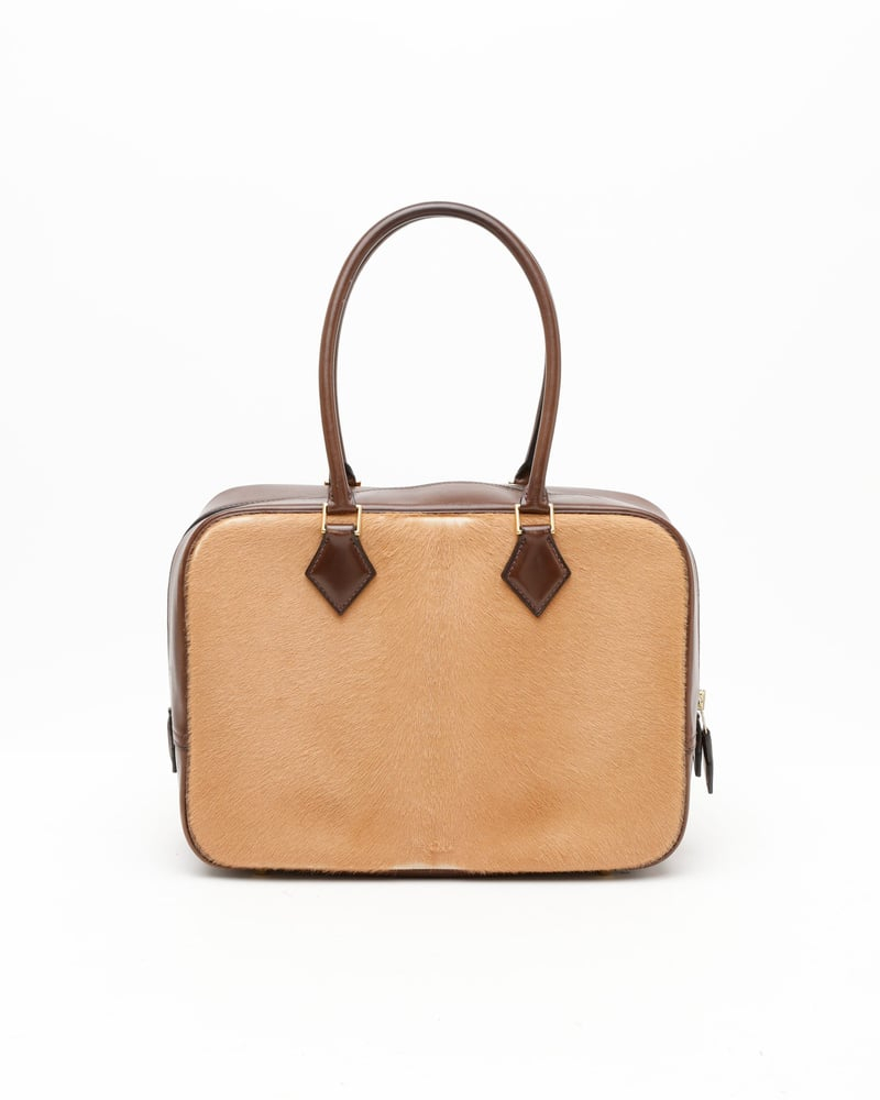 Hermès Camel Ponyhair Evercalf Troika Plume 28 Bag