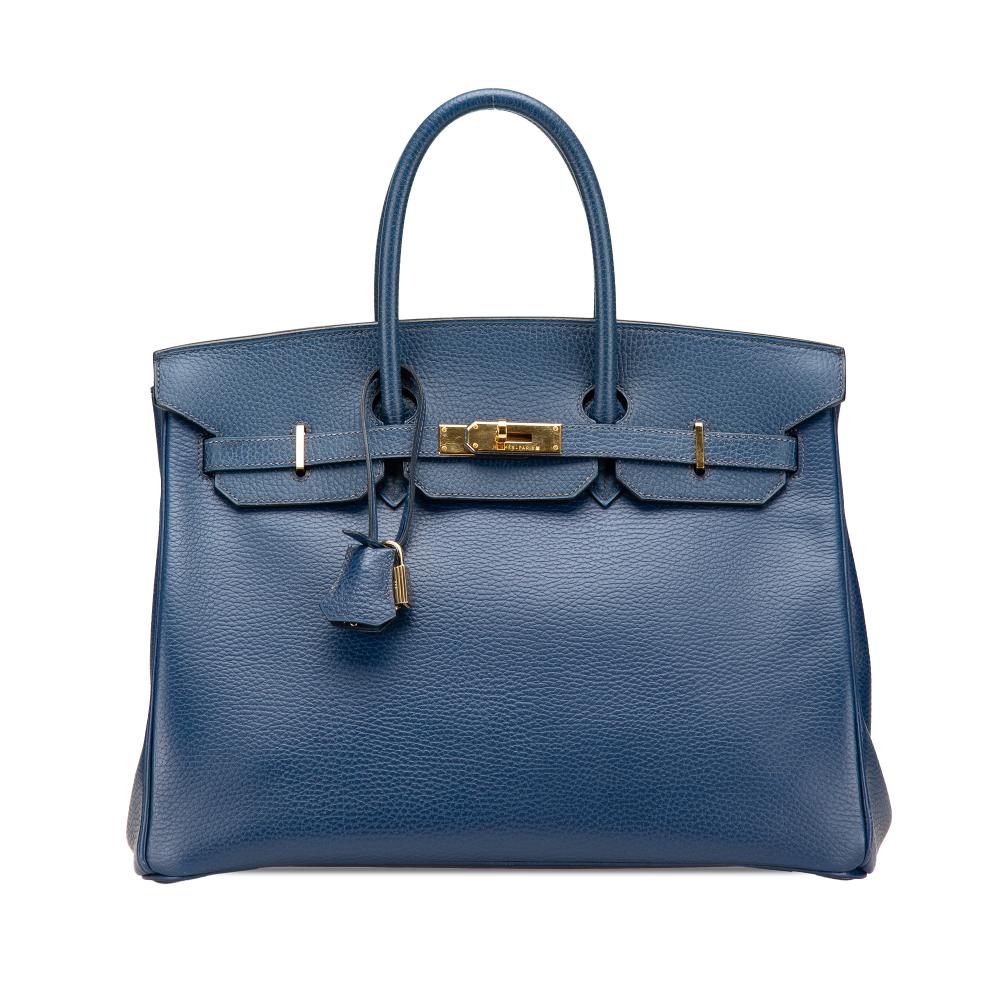 Hermès B Hermès Blue Dark Blue Calf Leather Togo Birkin Retourne 35 France