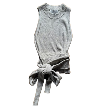 3.1 Phillip Lim Shimmery silver knit top, with tie at waist