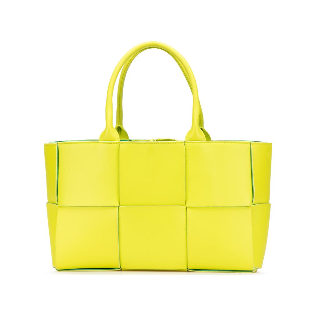 Bottega Veneta Yellow Neon Yellow Nappa Leather Leather Small Nappa Maxi Intrecciato Arco Tote Italy