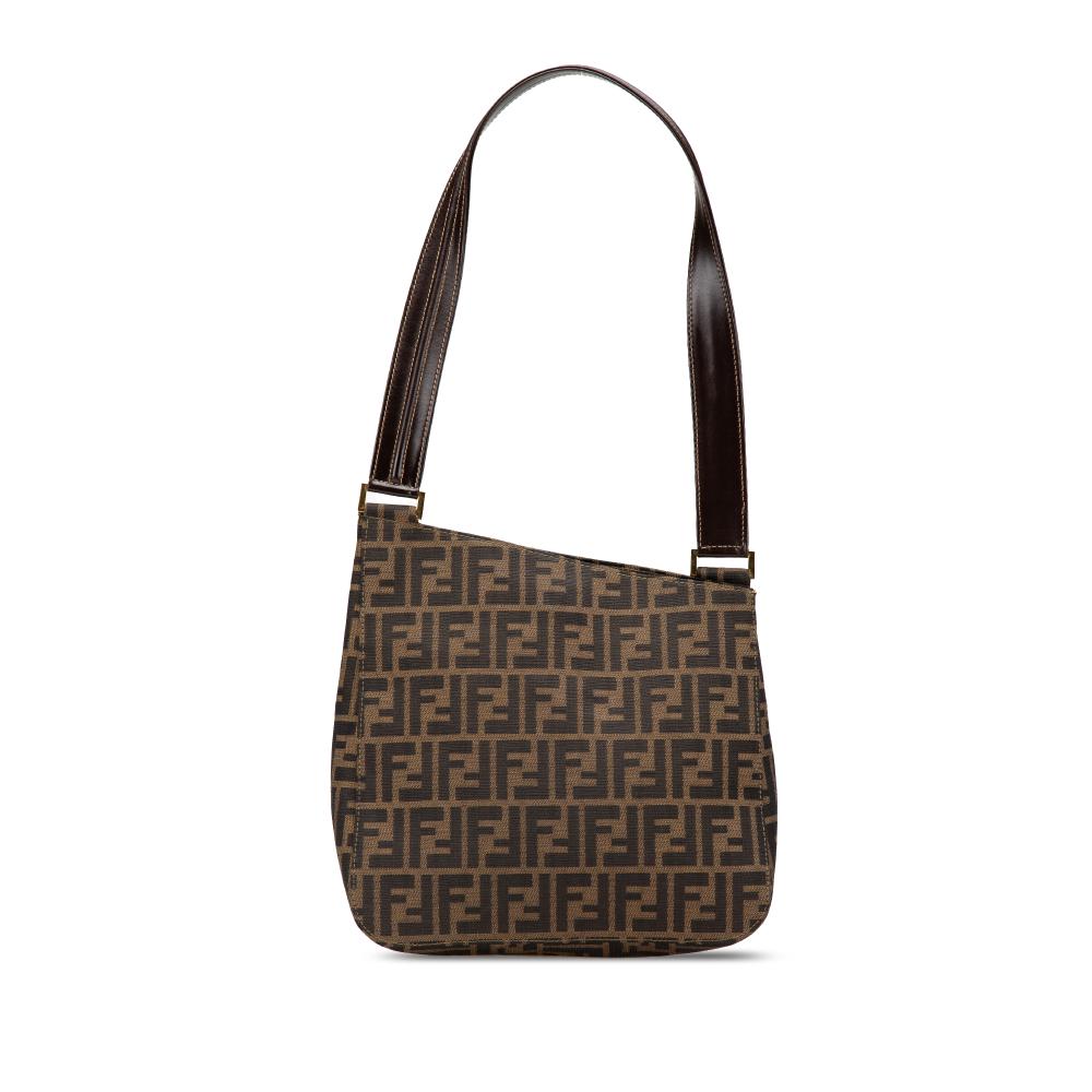 Fendi B Fendi Brown Canvas Fabric Zucca Shoulder Bag Italy