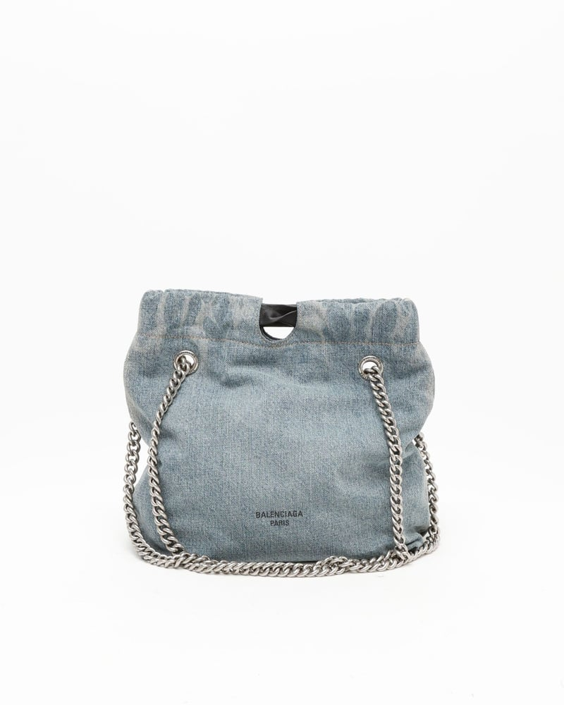 Balenciaga Small Denim Crush Tote Bag
