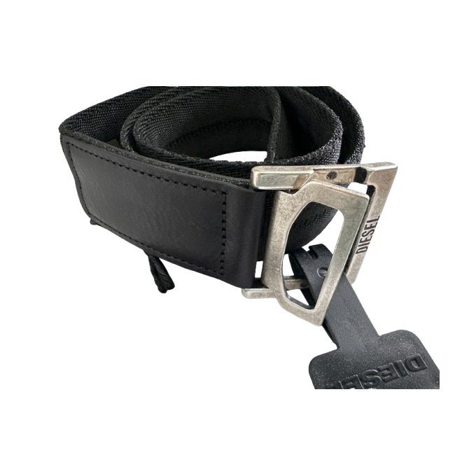 Diesel Schwarzer Textil- und Ledergürtel