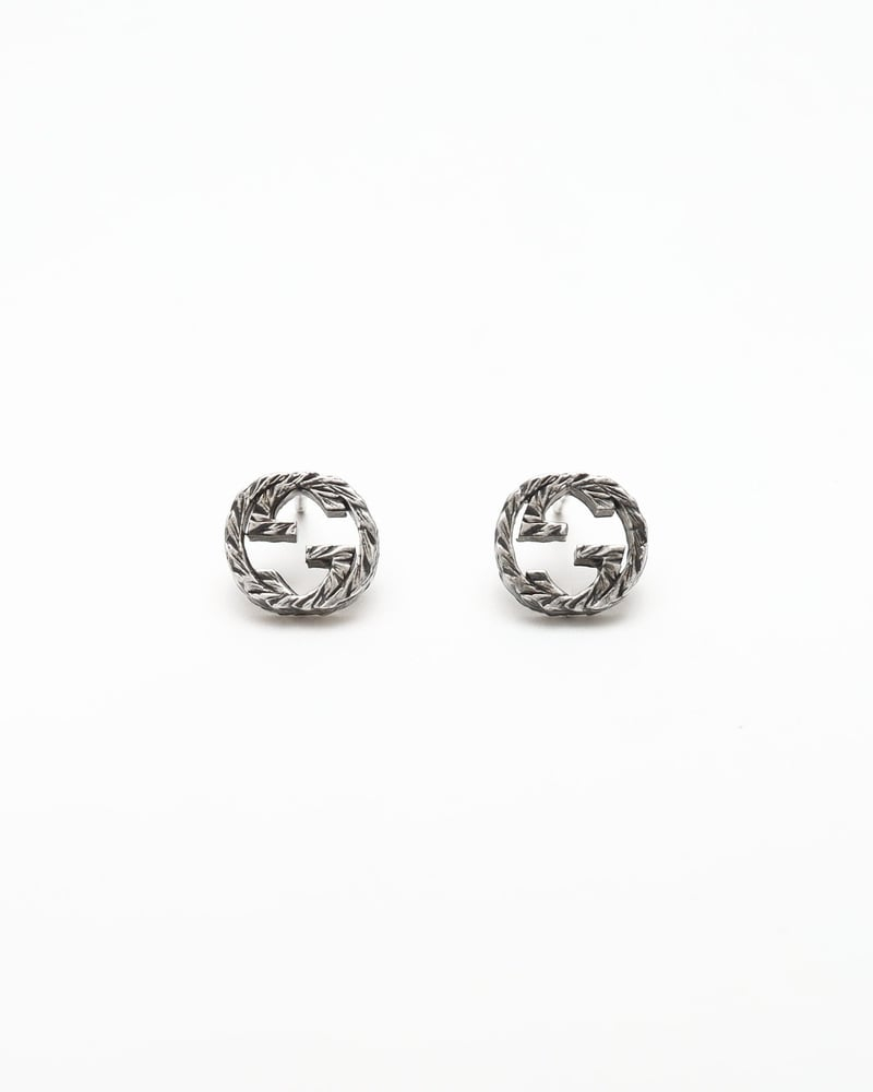 Gucci Interlocking G Arabesque Silver Studs Earrings