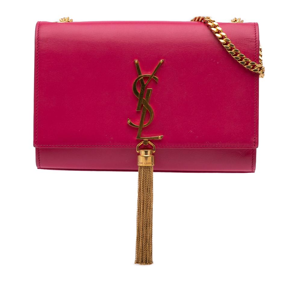 Saint Laurent Pink Medium Smooth Calfskin Classic Monogram Kate Tassel Crossbody Italy