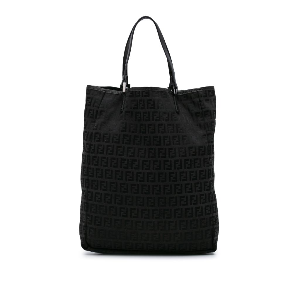 Fendi B Fendi Black Canvas Fabric Zucchino Tote Italy