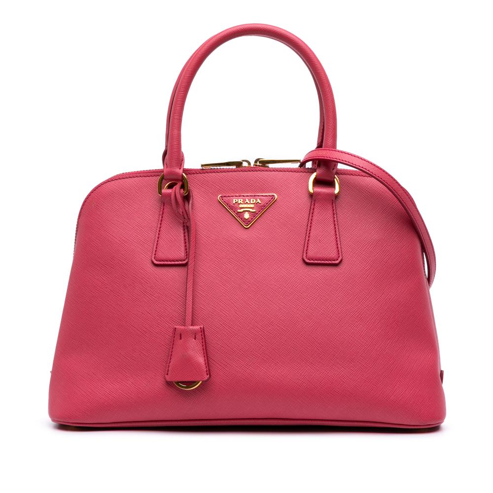 Prada B Prada Pink Saffiano Leather Medium Lux Promenade Satchel Italy