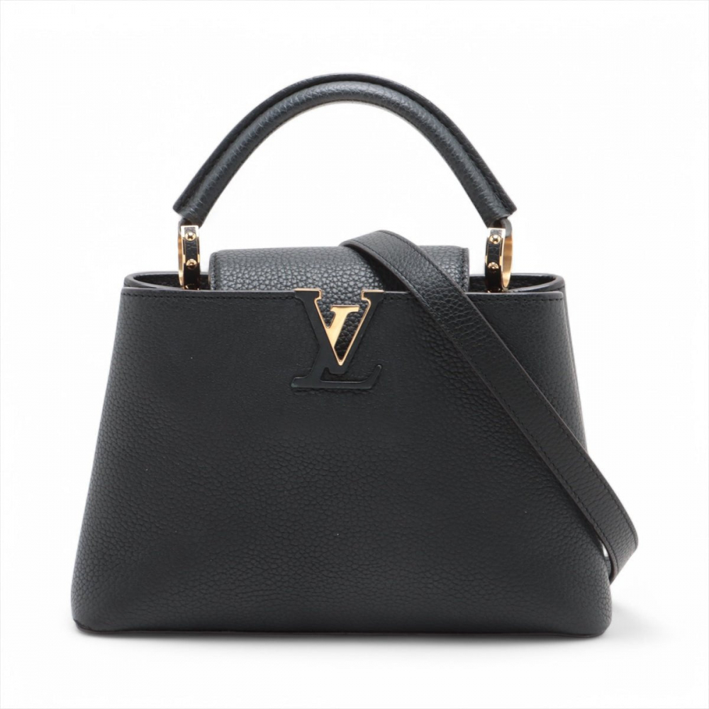 Louis Vuitton Capucines PM Taurillon Leather 2-Ways Handbag Black