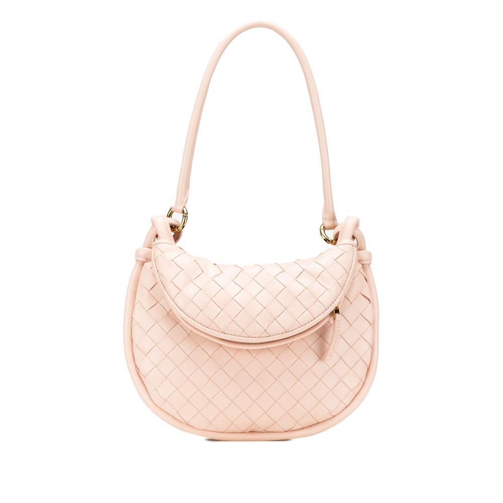 Bottega Veneta AB Bottega Veneta Pink Light Pink Nappa Leather Leather Small Nappa Intrecciato Gemelli Hobo Italy