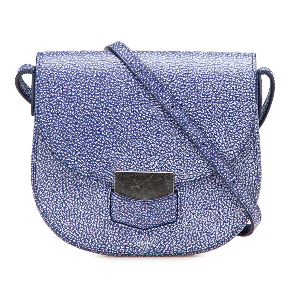 Celine B Celine Blue Goatskin Leather Small Trotteur Crossbody Italy