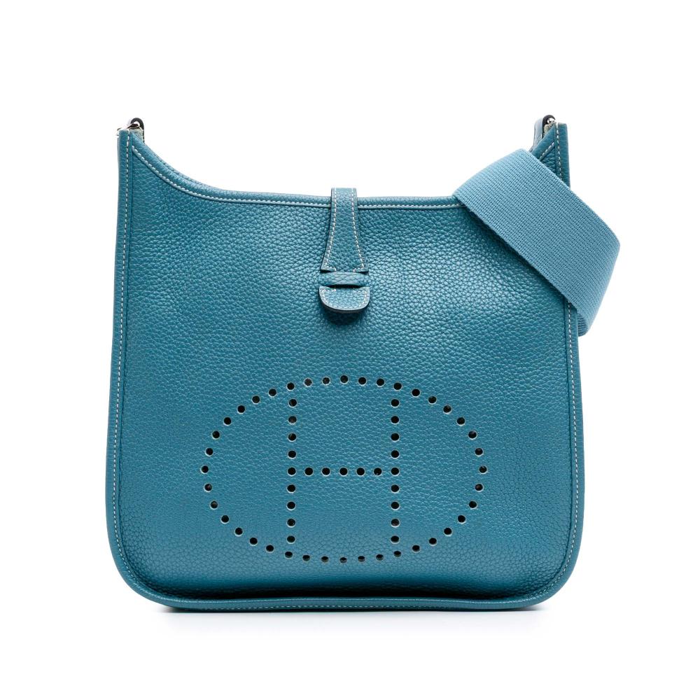 Hermès B Hermès Blue Denim Calf Leather Clemence Evelyne III 29 France