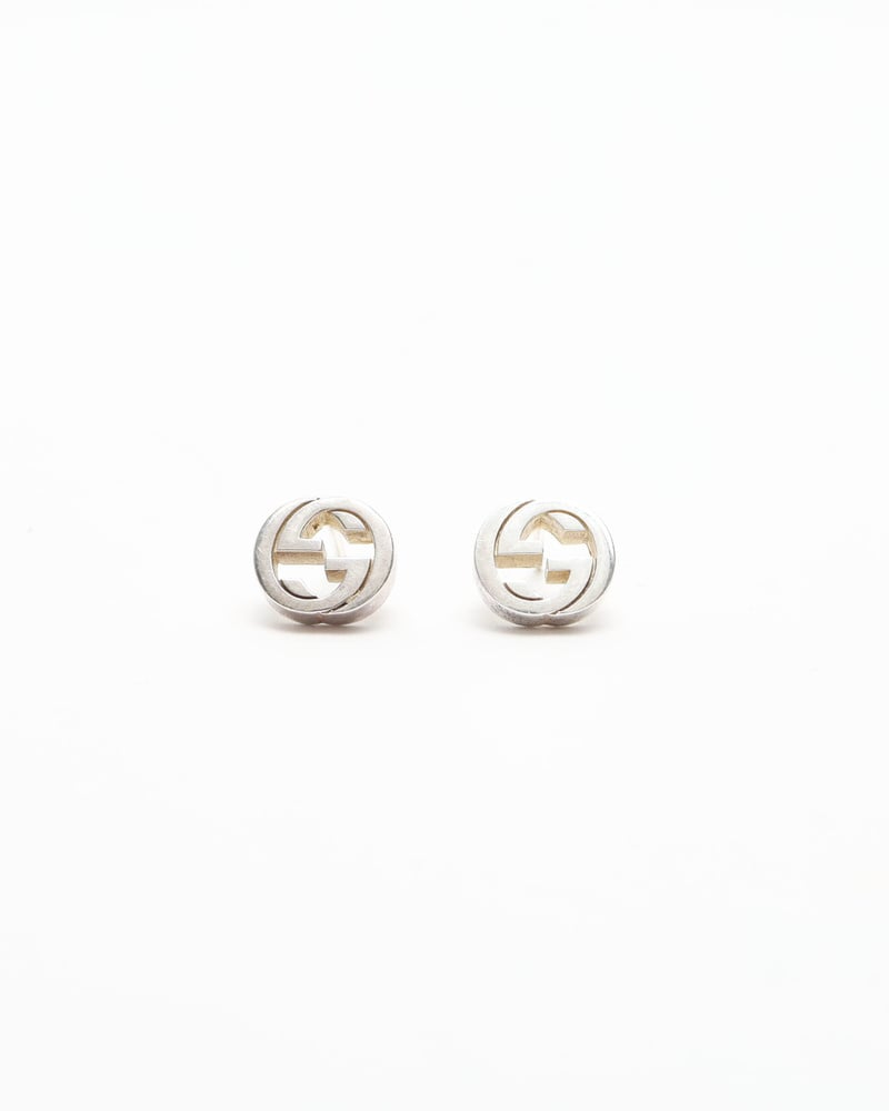 Gucci Interlocking G Silver Studs Earrings