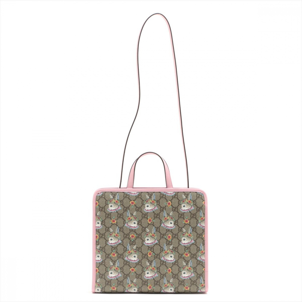 Gucci Children's GG Supreme Canvas Higuchi Yuko Pink Tote