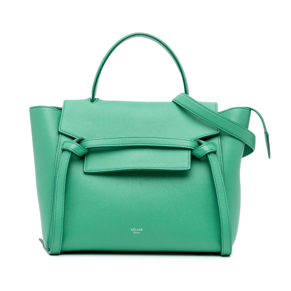 Celine Belt Bag Micro Grained Calfskin Leather 3-Ways Tote Bag Green