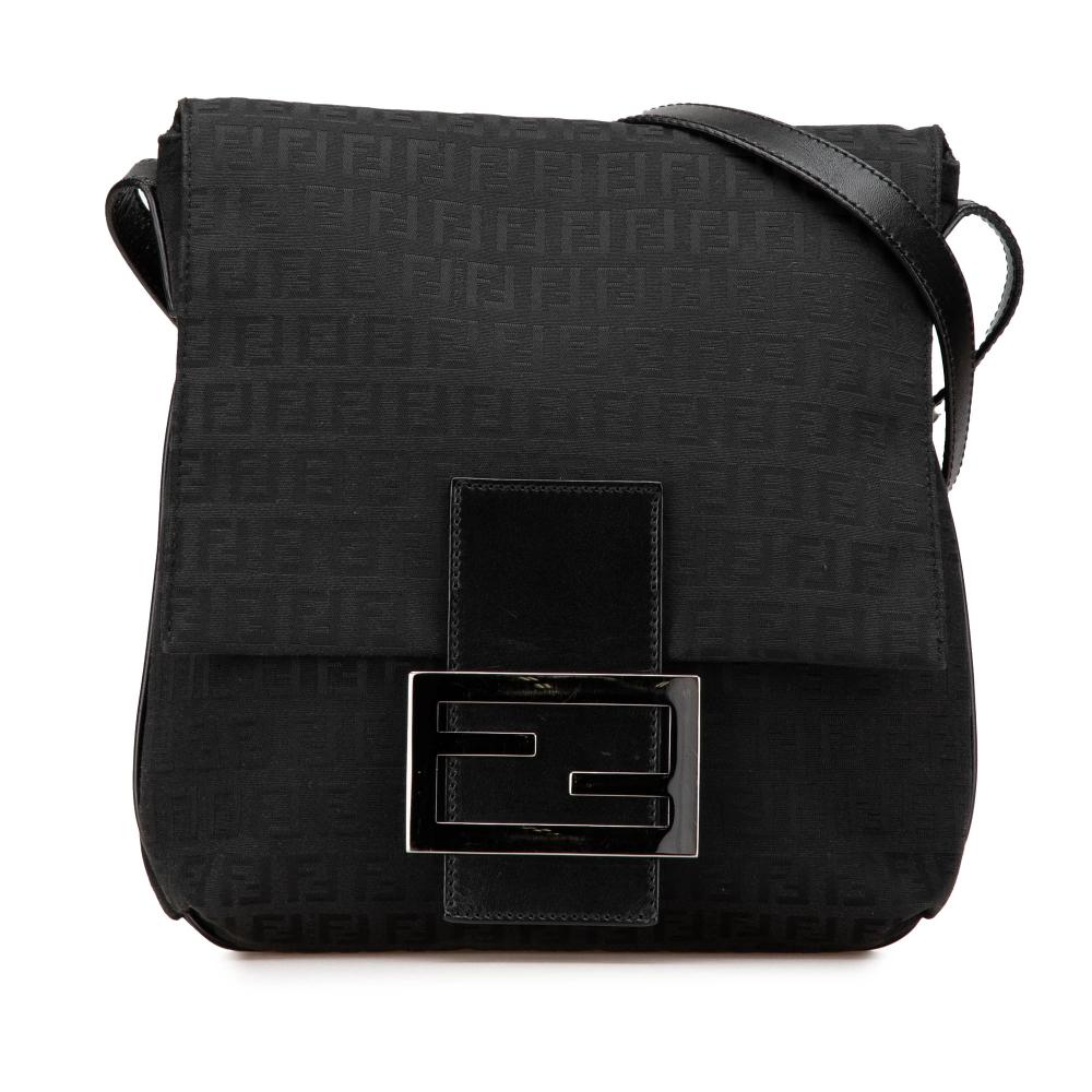 Fendi B Fendi Black Canvas Fabric Zucchino Crossbody Italy