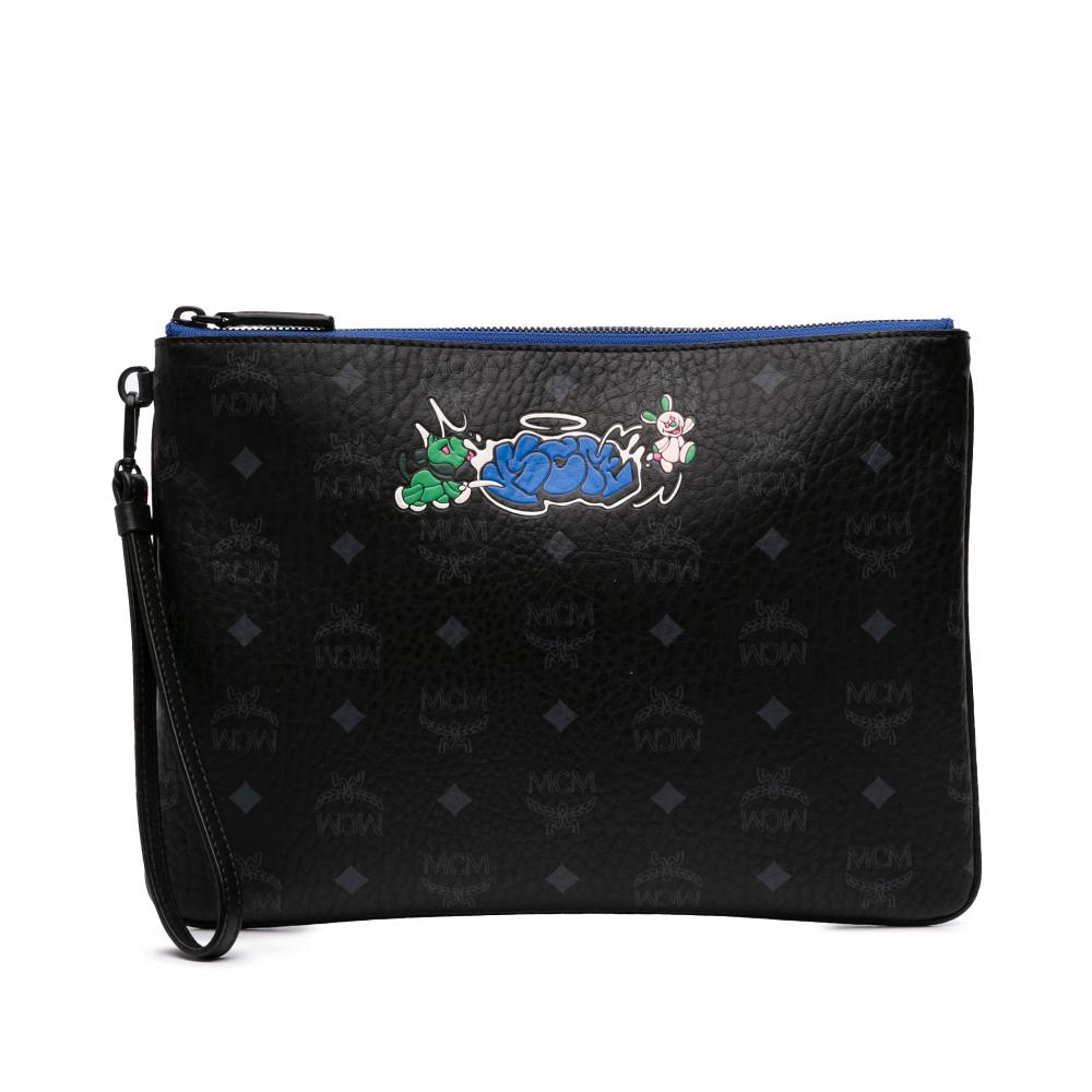 MCM AB MCM Black Coated Canvas Fabric Sambypen Haru Henry Kaiser Visetos Clutch Korea, South