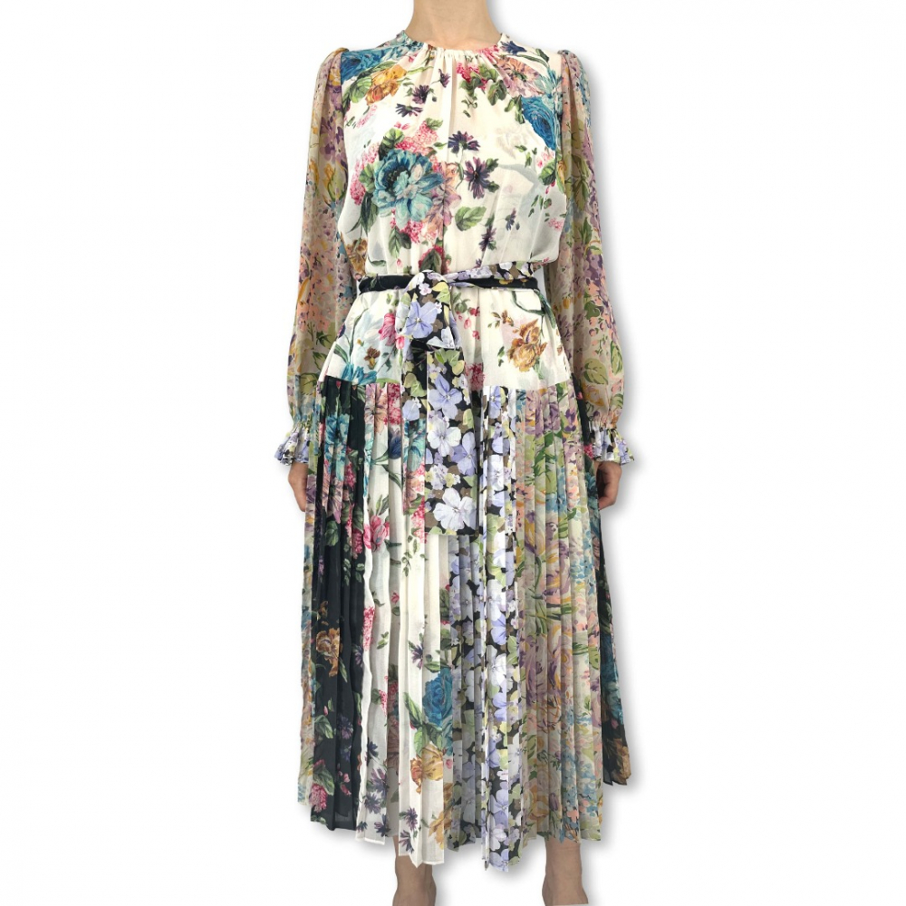 Zimmermann midikleid mit fallender Taille und Falten