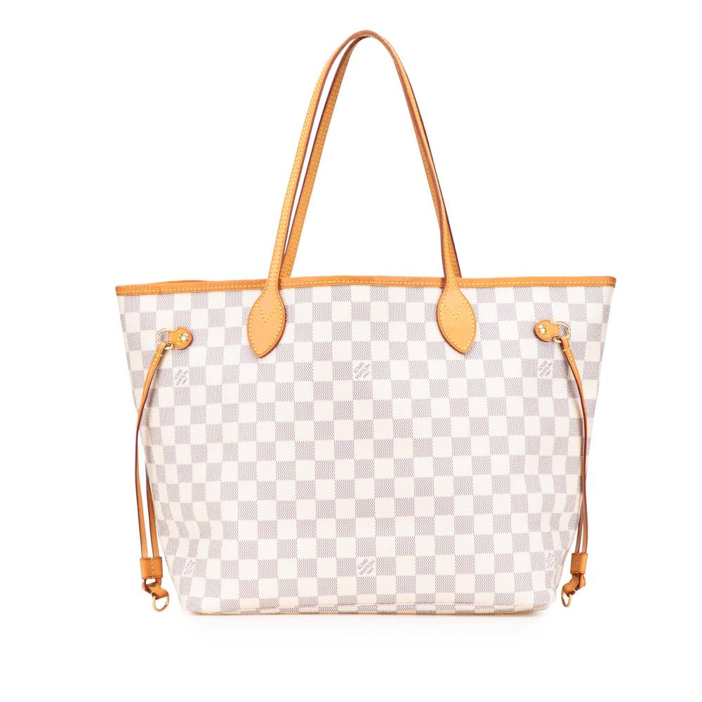 Louis Vuitton B Louis Vuitton White Damier Canvas Fabric Damier Azur Neverfull MM France