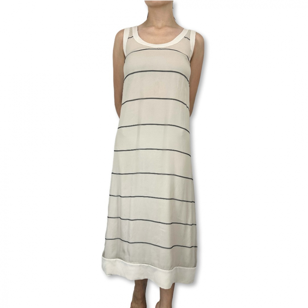 Brunello Cucinelli Gestreiftes langes Seidenkleid