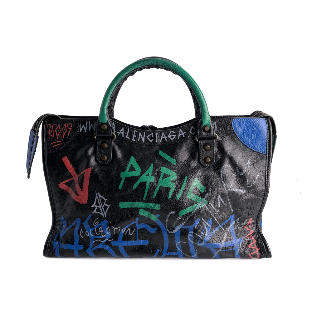 Balenciaga City Leather Shoulder Bag Black