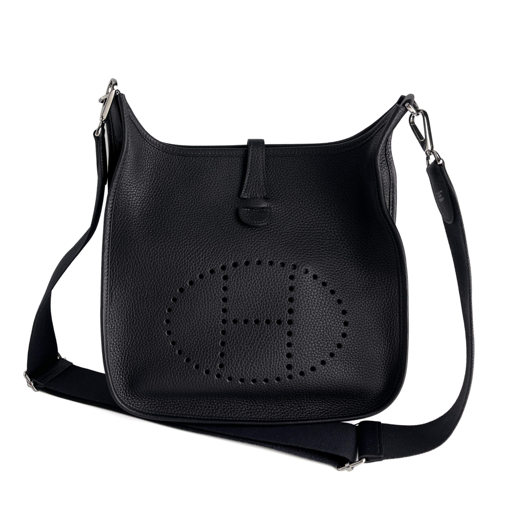 Hermès Evelyne 29 Taurillon Clemence Leather Hobo Crossbody S Black