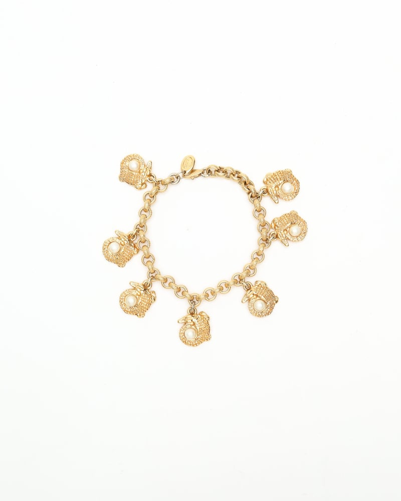 Celine Céline Vintage Crocodile Pendant Bracelet