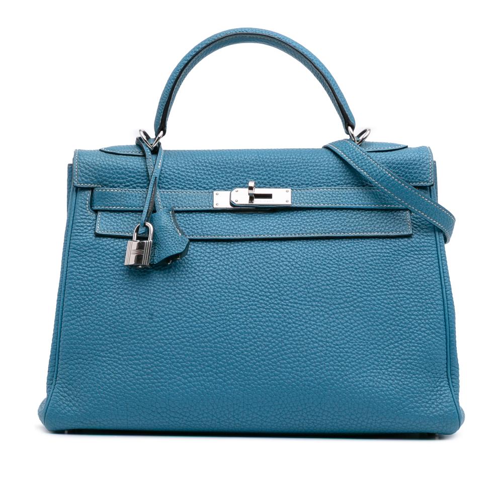Hermès B Hermès Blue Denim Calf Leather Togo Kelly II Retourne 32 France