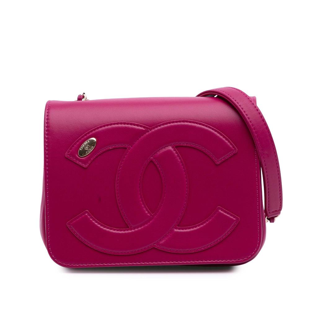 Chanel AB Chanel Pink Hot Pink Lambskin Leather Leather Lambskin CC Mania Flap Italy