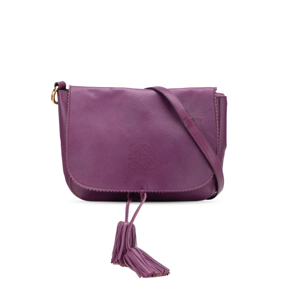 Loewe B LOEWE Purple Nappa Leather Leather Nappa Anagram Tassel Crossbody Spain