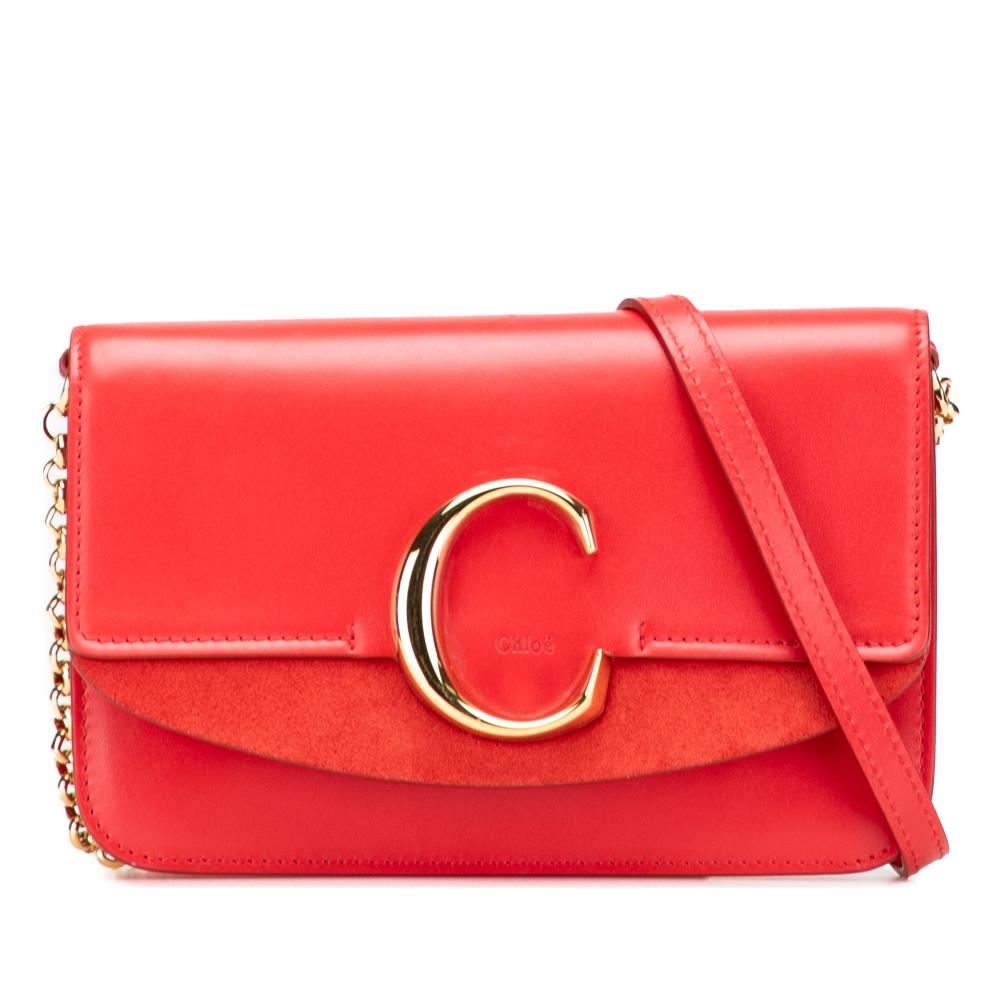 Ferragamo B Ferragamo Red Calf Leather Small skin and Suede C Clutch With Chain Italy