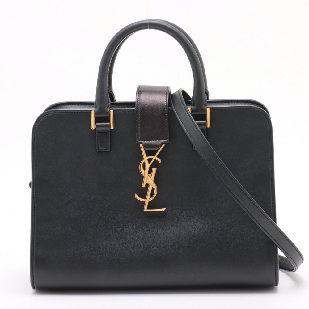 Saint Laurent Cabas Baby Leather 2-Ways Top-handle Handbag Black
