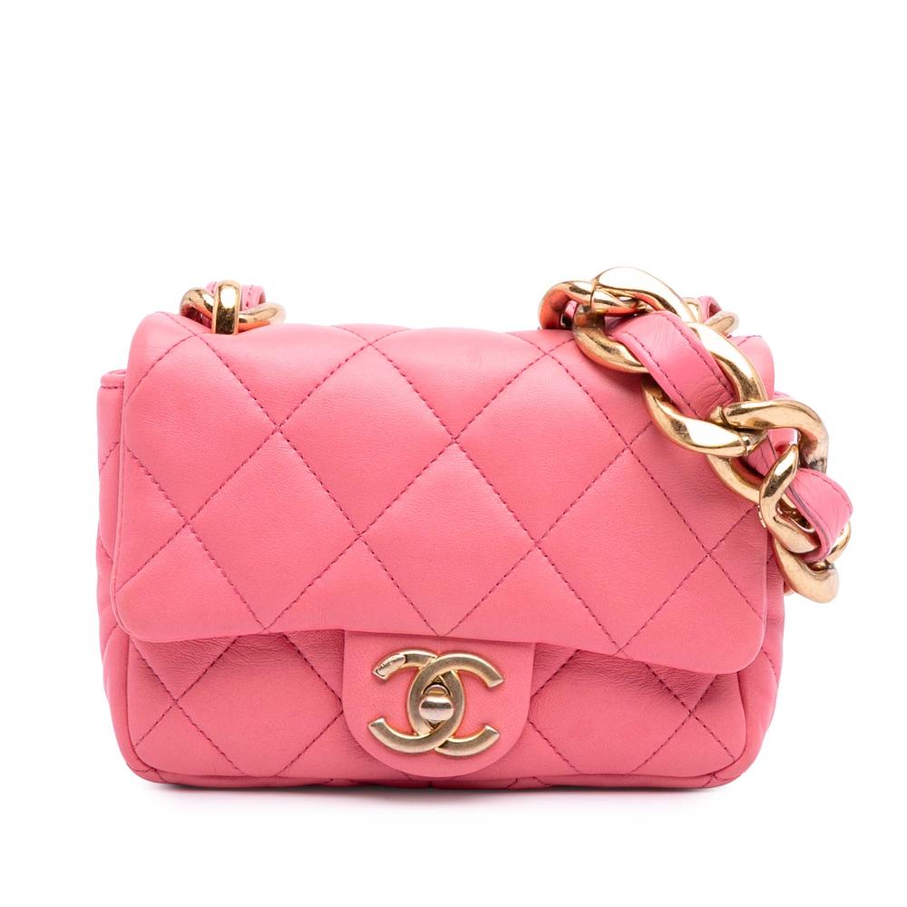 Chanel AB Chanel Pink Lambskin Leather Leather Mini Quilted Lambskin Funky Town Flap Italy