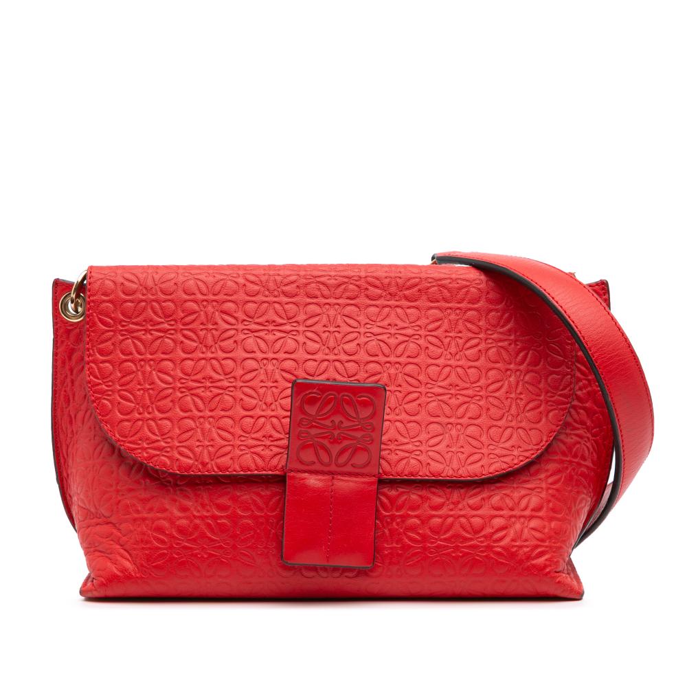 Loewe B LOEWE Red Calf Leather Repeat Anagram Avenue Crossbody Spain