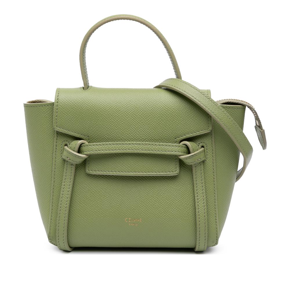 Celine B Celine Green Calf Leather Pico Grained skin Belt Bag Italy